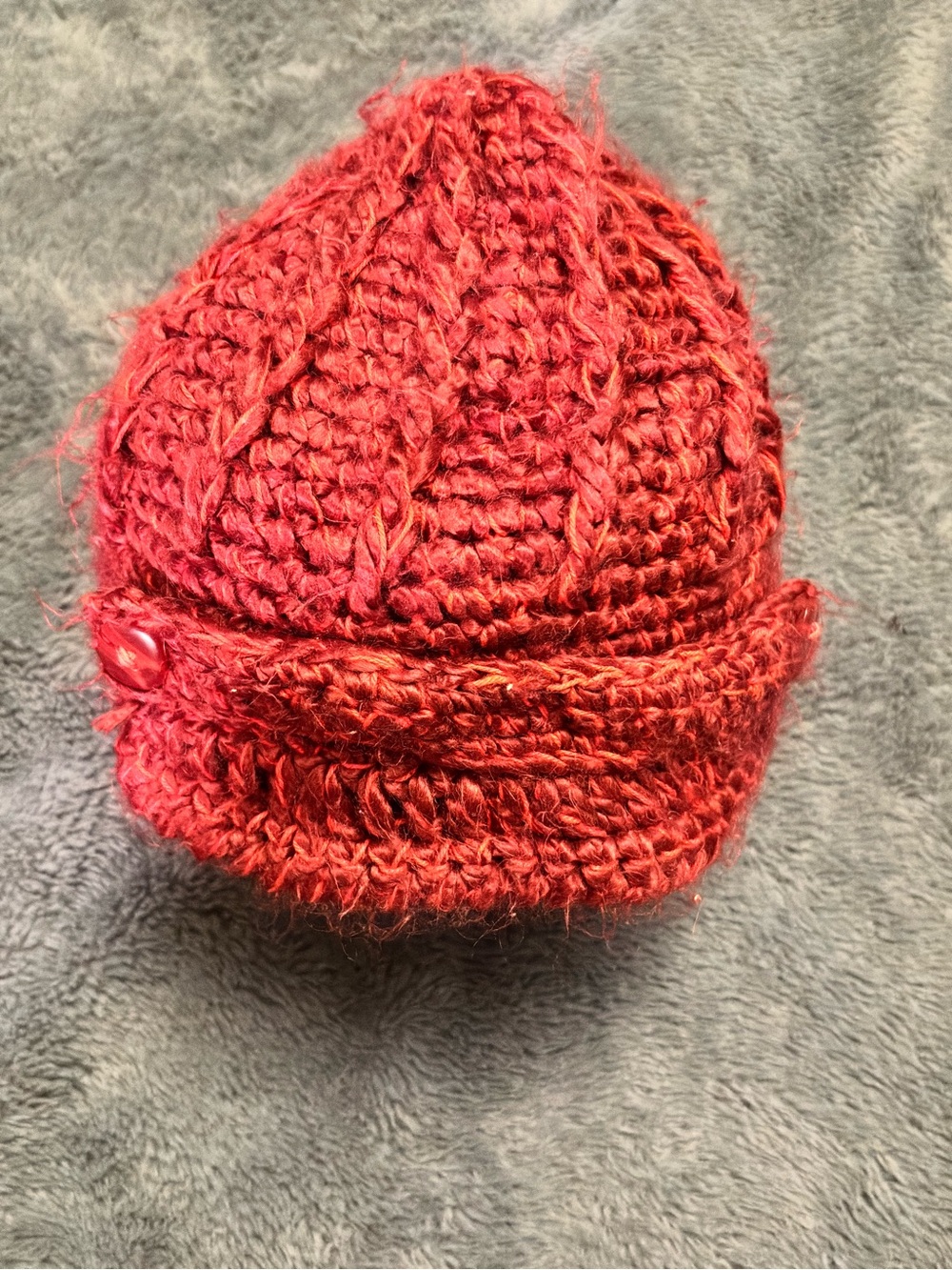 pistil Red Knit Beanie with Button Accent